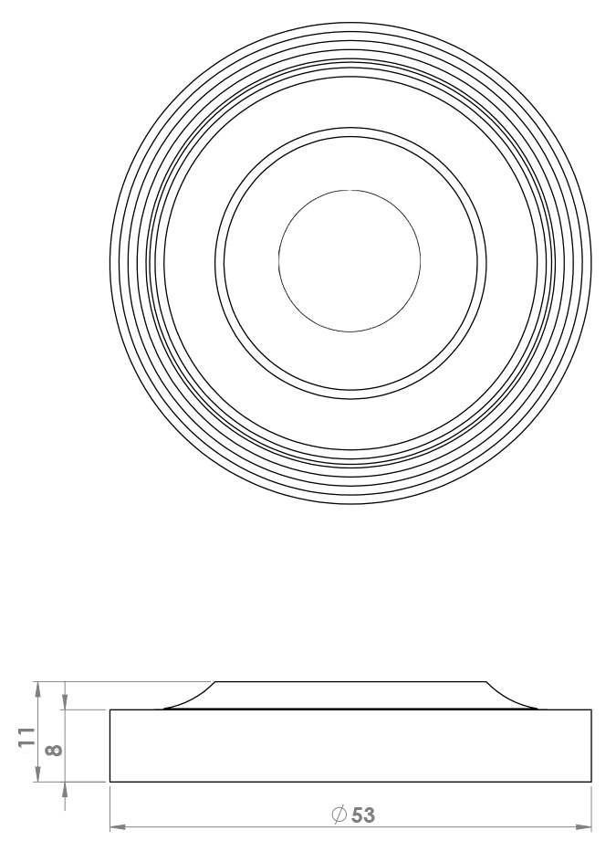 53mm Reeded Covered Rose